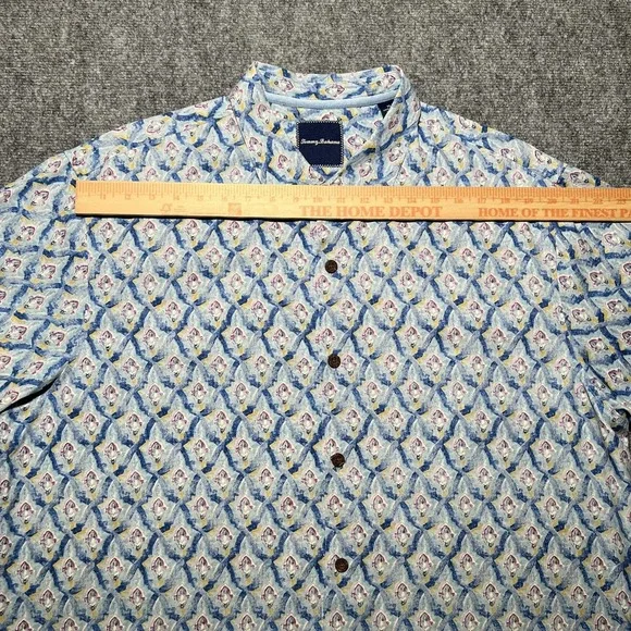Tommy Bahama Silk Hawaiian Button Up Shirt Geometric Print Size XL TALL - Picture 4 of 8